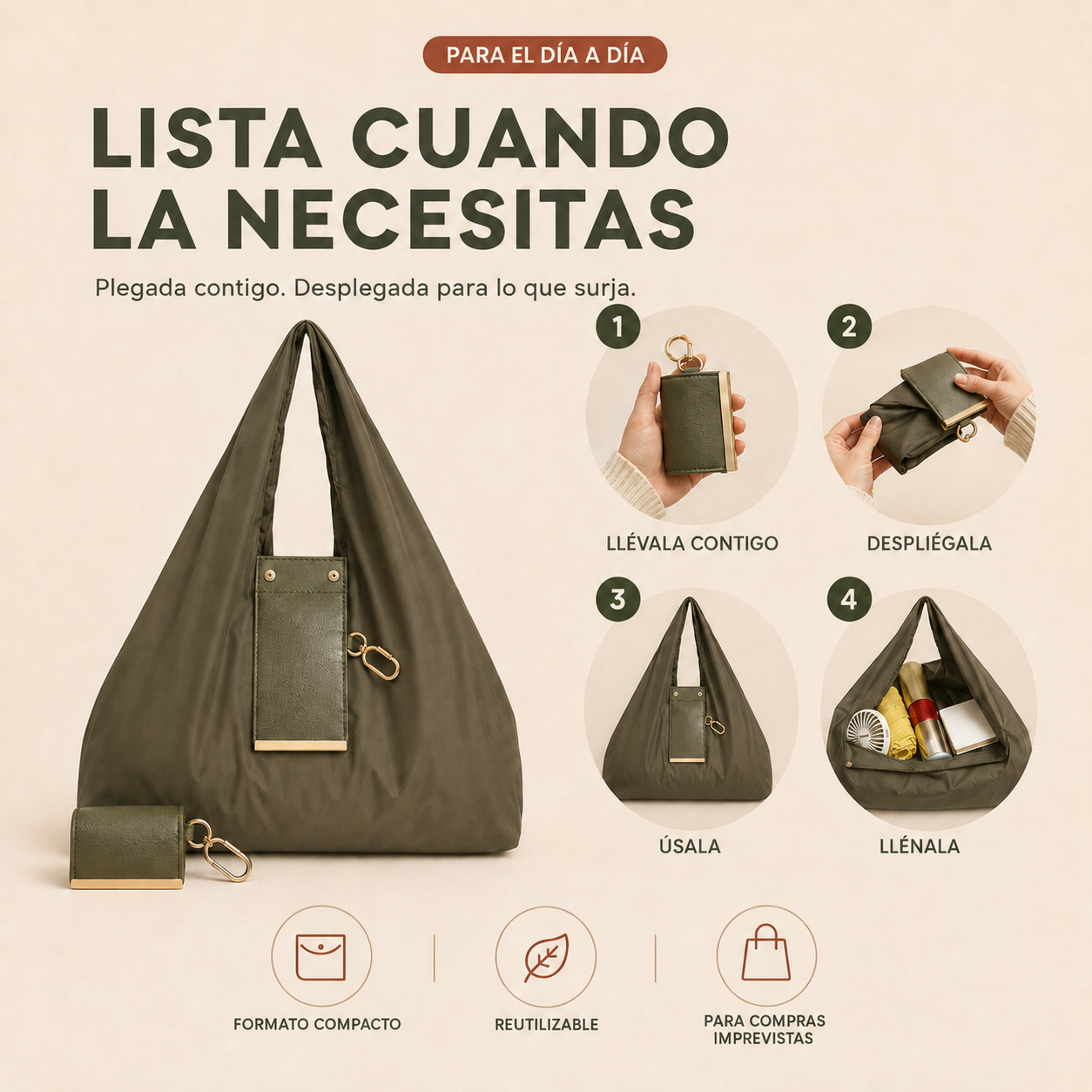 DÓBLALA | Bolsa plegable con llavero